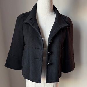 Y2K mini Cape Black Women's Jacket leather like buttons sz XS